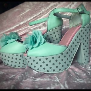 t.u.k heels • baby blue & pink 👗